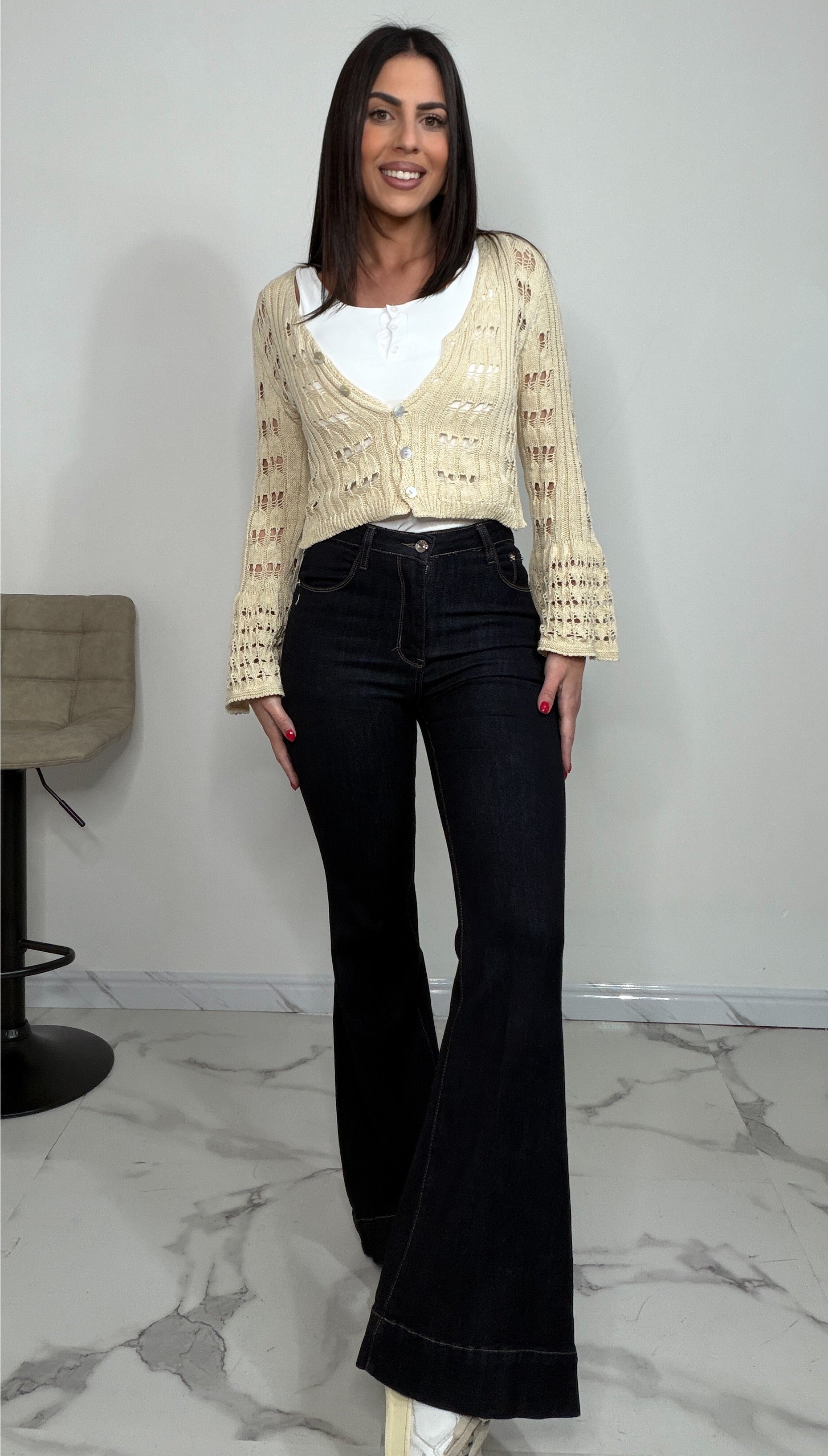 Cardigan crop - Uncinetto