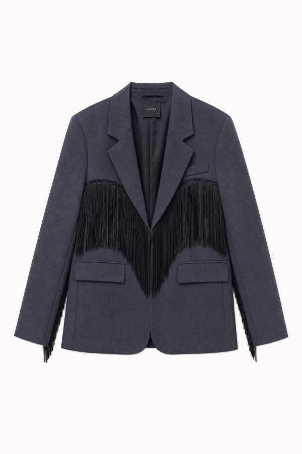 Blazer oversize con frange - LUMINA GRIGIO