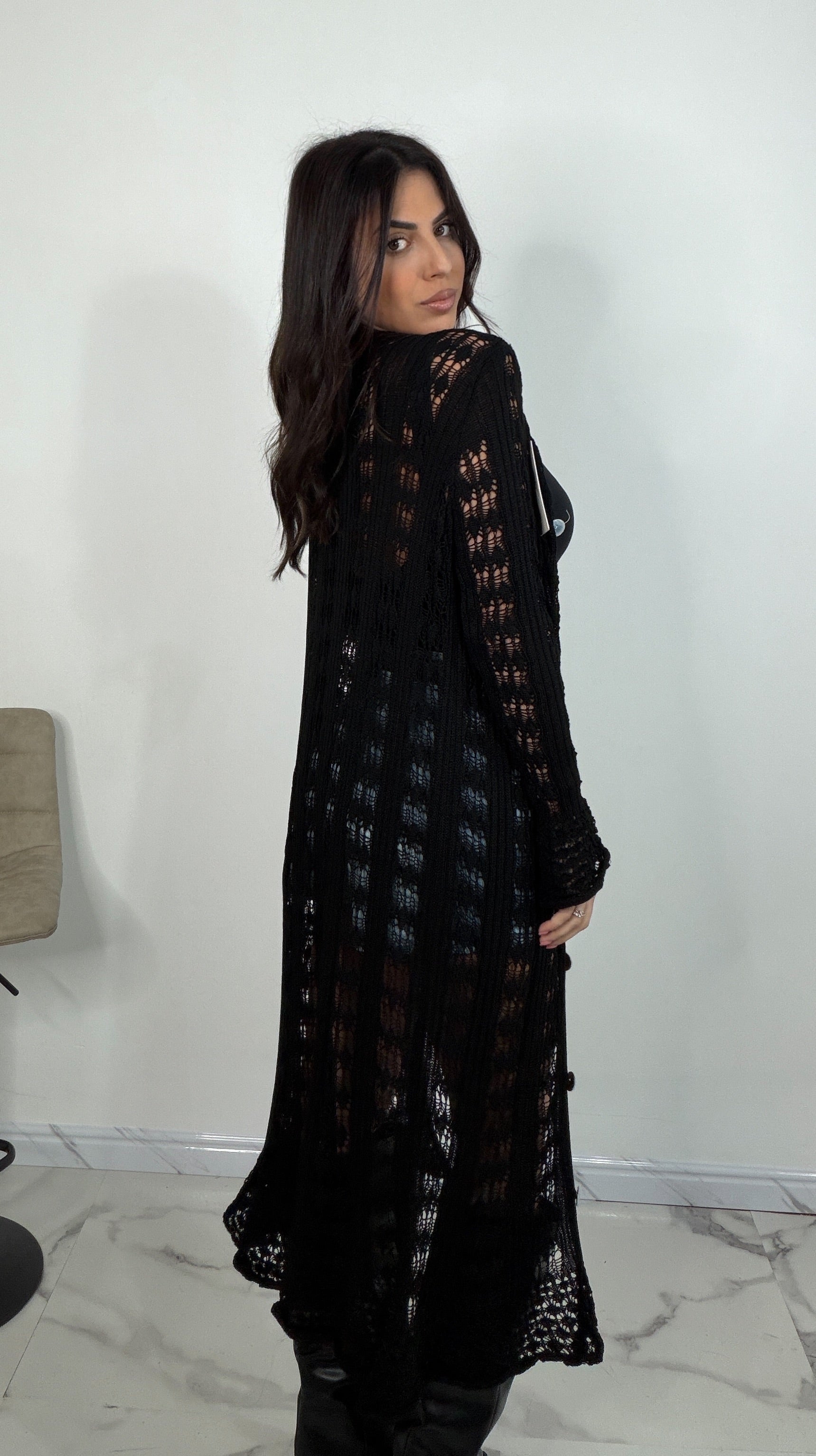 Cardigan lungo in maglia