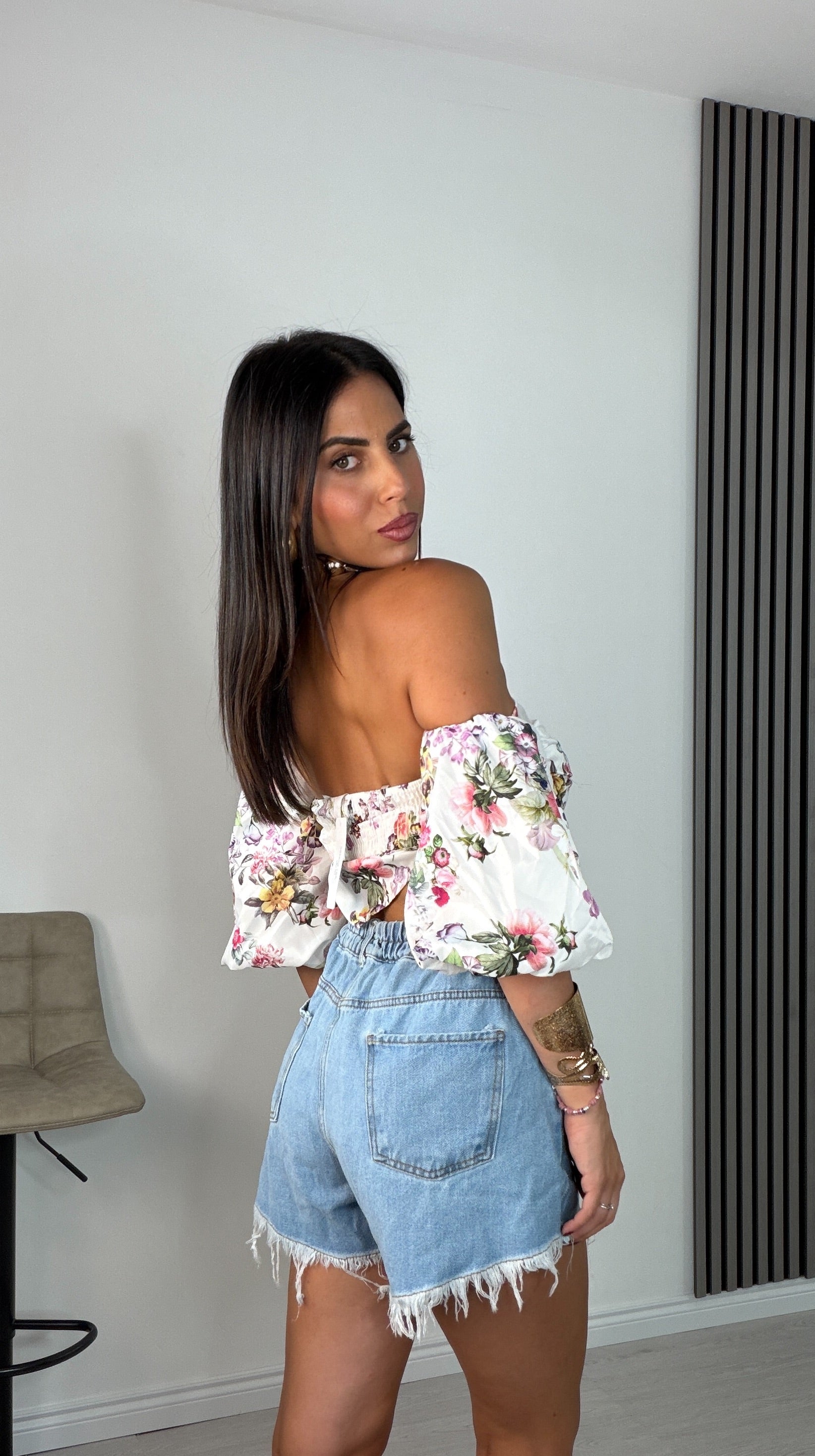 Top maniche cucite - Fiori