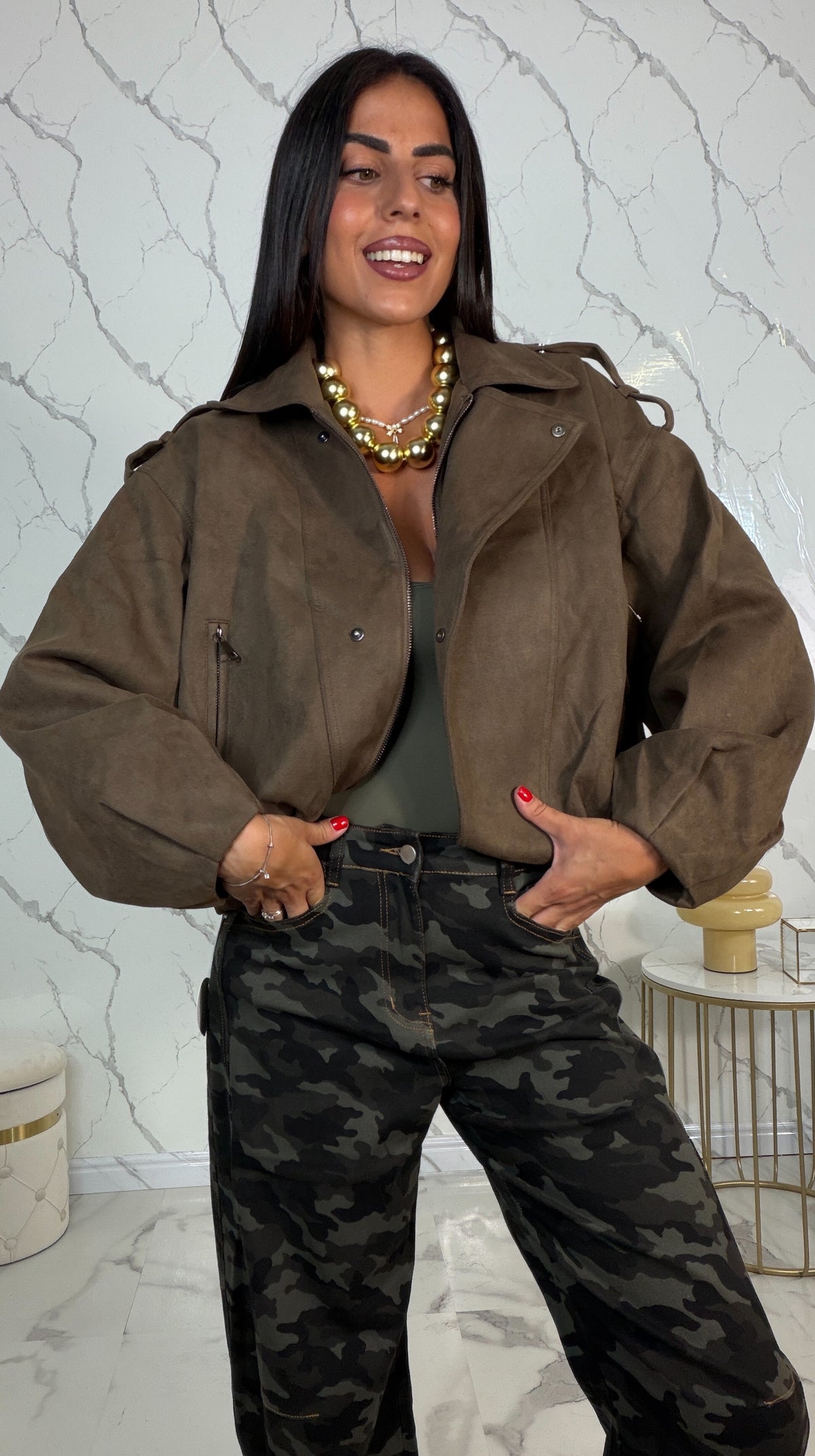 Giacca oversize in camoscio sintetico