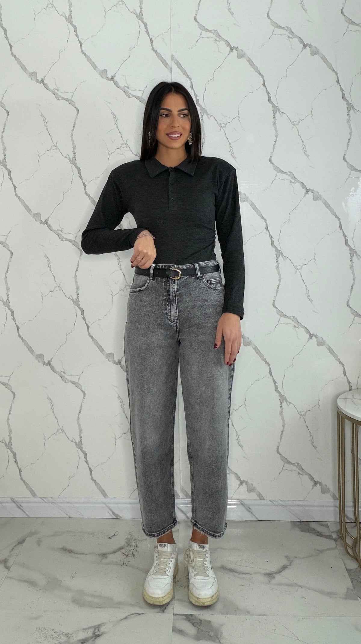 Jeans barrel grigio 3958