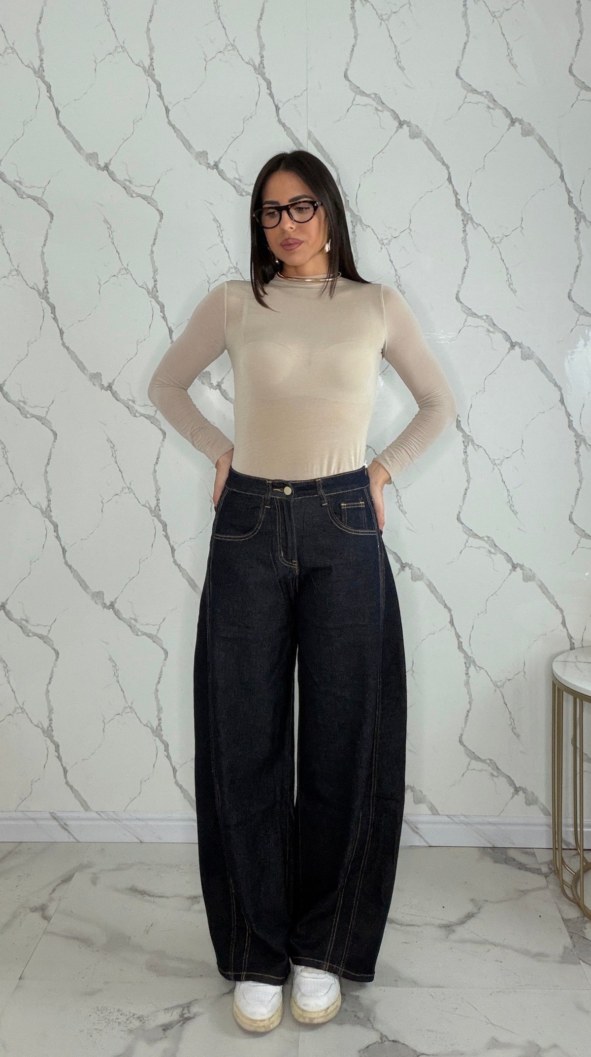 Jeans cuciture contrasto 5873