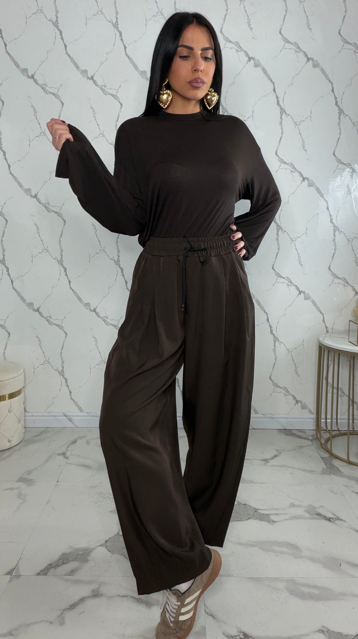 Pantaloni Comfy Marrone 16085